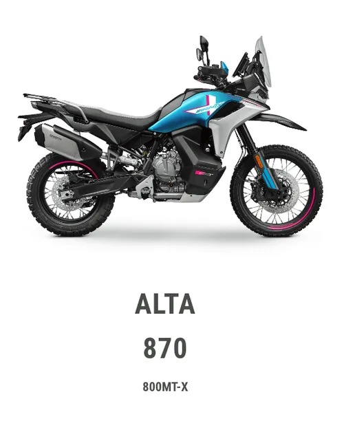 CF Moto 800 MTX Dual Sport. Requires motorcycle license A or M. Model 2026