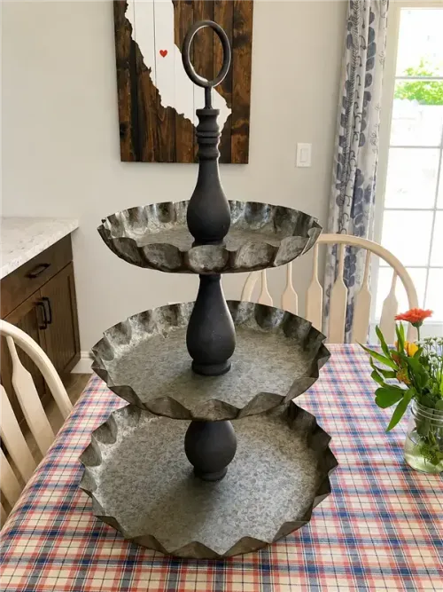 3-Tier Galvanized Serving Stand