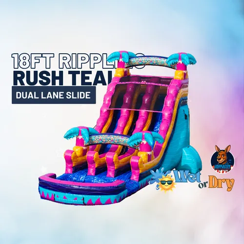 18FT Teal Rippling Rush Dual Slide
