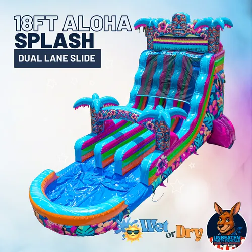 18FT Aloha Splash (Hawaiian Hibiscus) Dual Lane Slide