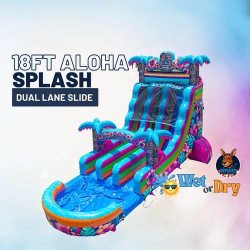 18FT Aloha Spash (Hawaiian Hibiscus) Dual Lane Slide
