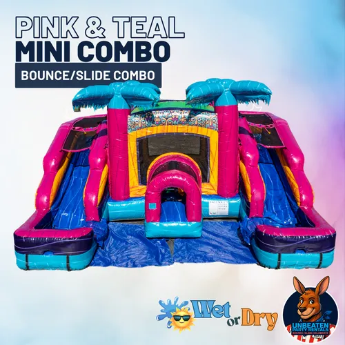 Pink & Teal Dual Slide Mini Bounce / Slide Combo