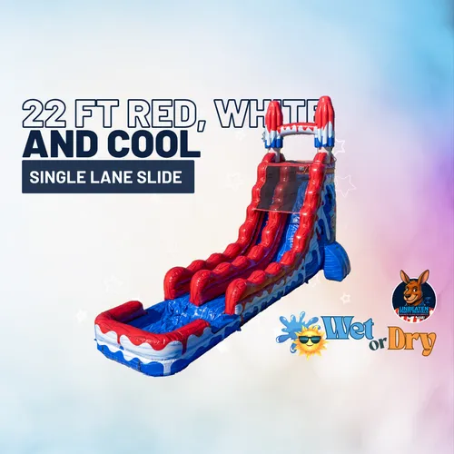 22 FT Red White & Cool Popsicle Single Lane Slide