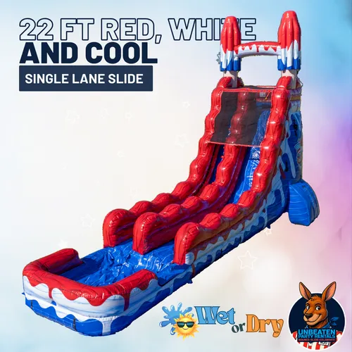 22 FT Red White & Cool Popsicle Single Lane Slide