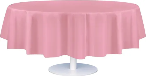Premium Round Disposable Plastic Tablecloth -Pink