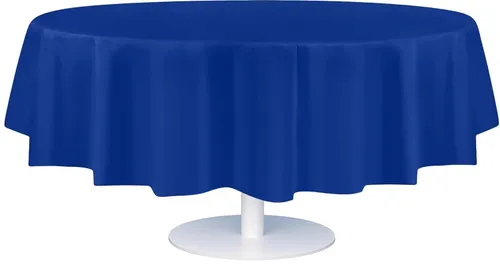 Premium Round Disposable Plastic Tablecloth -Blue