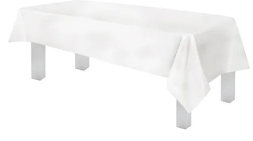 Premium Rectangle Disposable Plastic Tablecloth -White