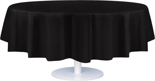 Premium Round Disposable Plastic Tablecloth -Black
