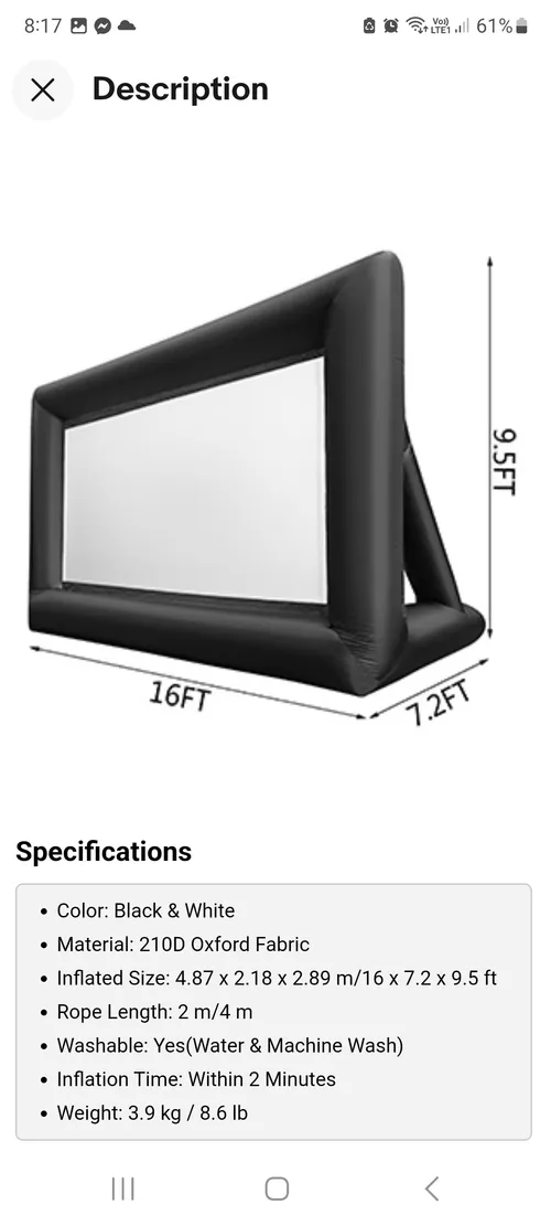 Inflatable Screen Kit