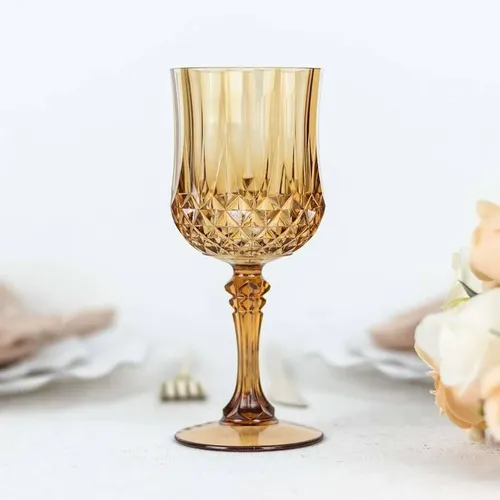 Plastic Amber Crystal Cut Goblet