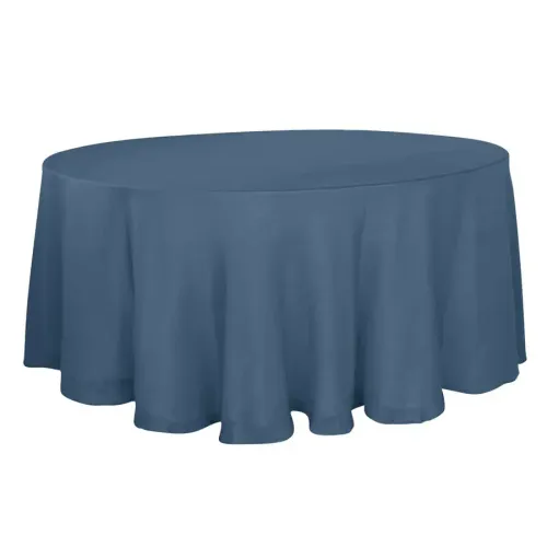 Blue Linen Round Tablecloth 120