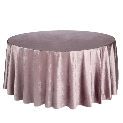Mauve Velvet Round Tablecloth 120