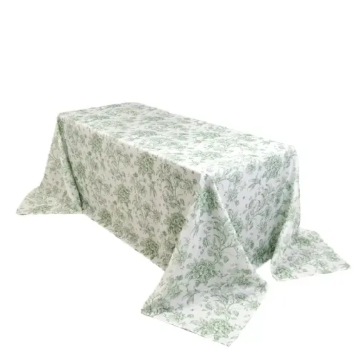 Sage & White Tablecloth 90