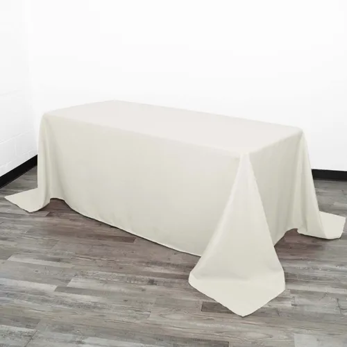 Ivory Polyester Rectangle Tablecloth 90