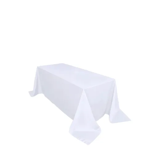 White Polyester Rectangle Tablecloth 90