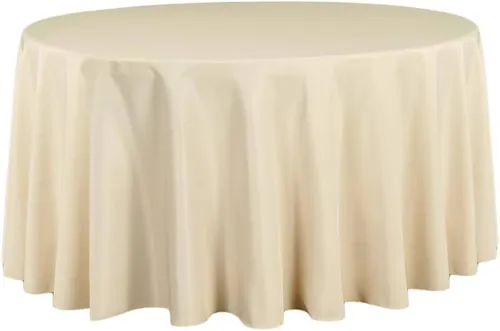 Beige Polyester Round Tablecloth 120