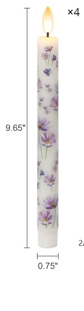 Purple Wildflower Taper Candle (flameless)