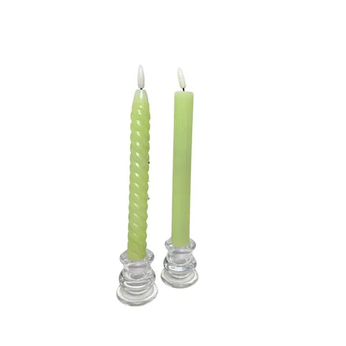 Pastel Green Flameless Taper Candle