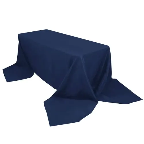 Navy Blue Polyester Rectangle Tablecloth 90