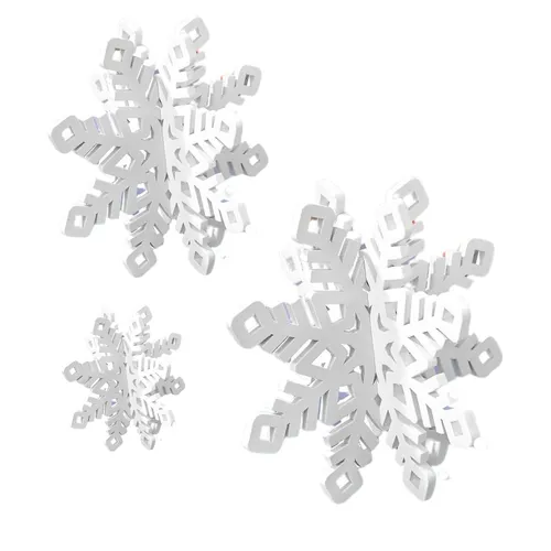 3D White Snowflakes
