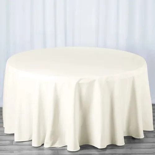 Ivory Polyester Round Tablecloth 120