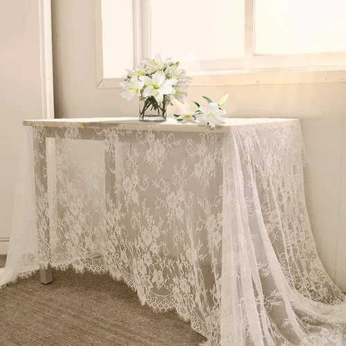 White Lace Rectangle Tablecloth Overlay 60