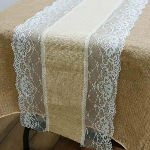 Wide Lace Burlap Runner