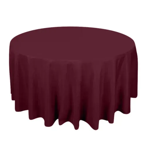 Burgundy Polyester Round Tablecloth 120