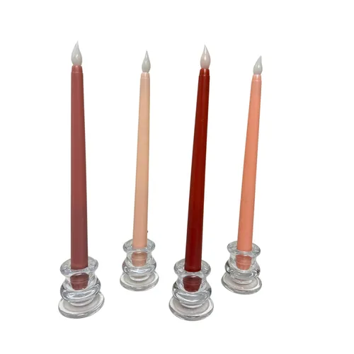Mixed Pink Flameless Taper Candle Collection