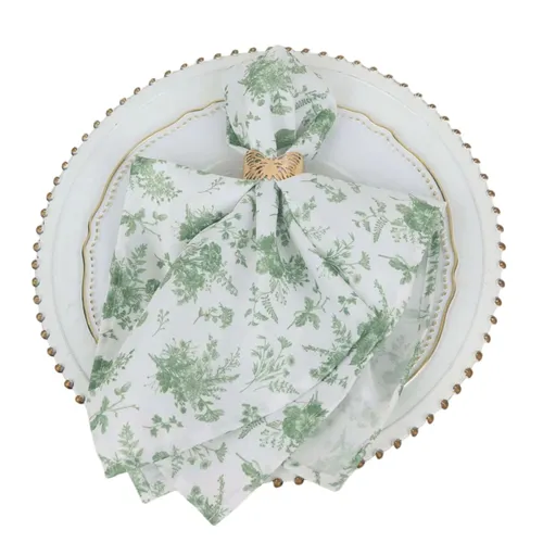Sage & White Floral Napkin 20