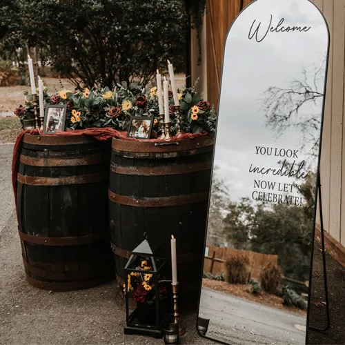 Black Modern Welcome Sign Mirror