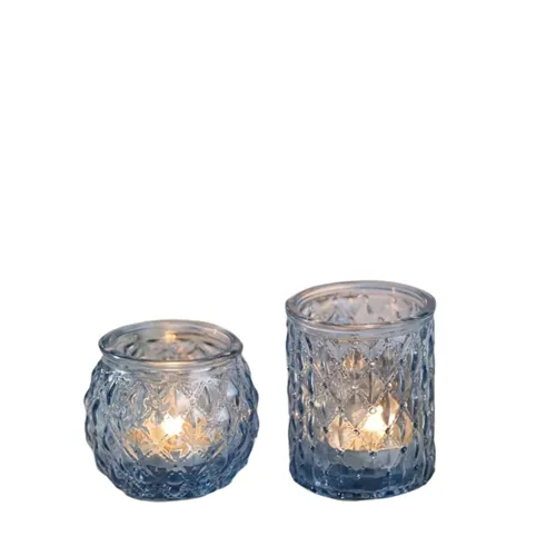 Blue Glass Tealight Holder
