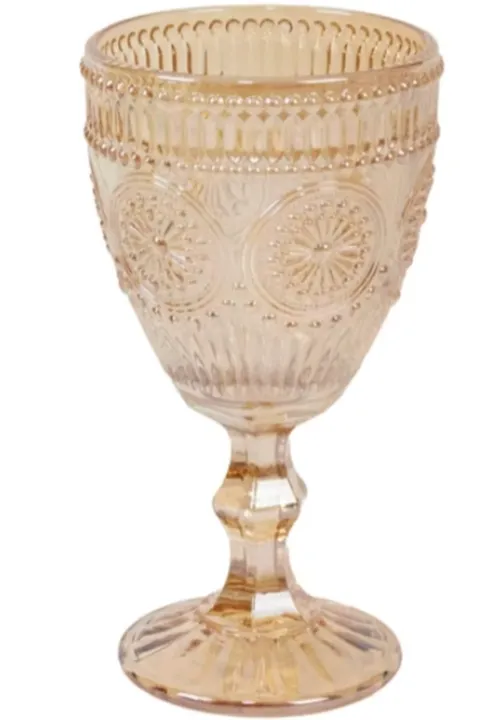 Amber Gold Glass Goblet