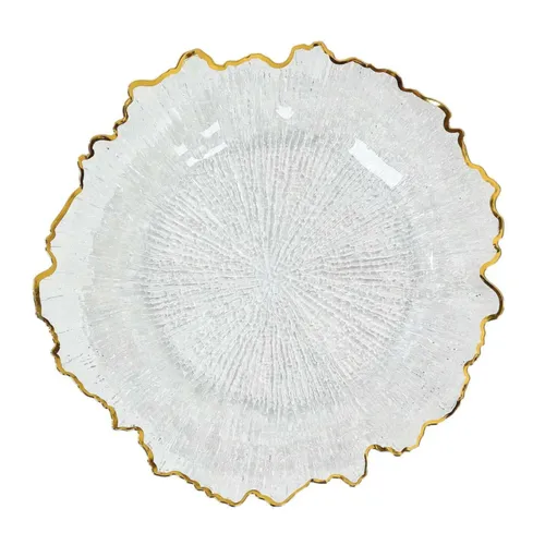 Clear Gold Rimmed Reef Charger