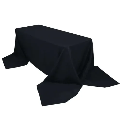 Black Polyester Rectangle Tablecloth 90