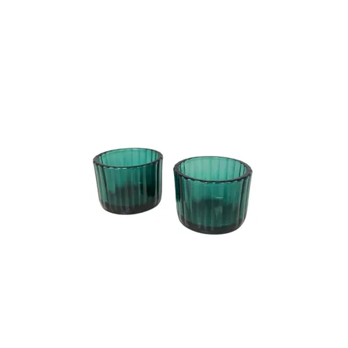 Teal Ribbed Tealight Candle Holder