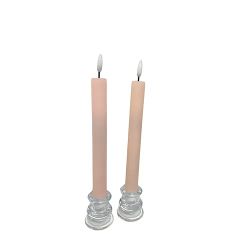 Ribbed Pink Flameless Taper Candle 