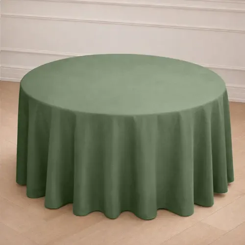 Olive Green Polyester Round Tablecloth 120
