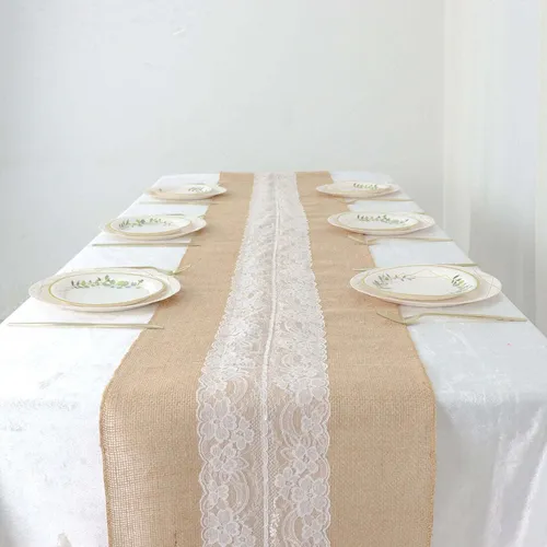 Middle Lace Burlap Runner
