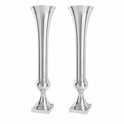 Silver Metal Trumpet Vase