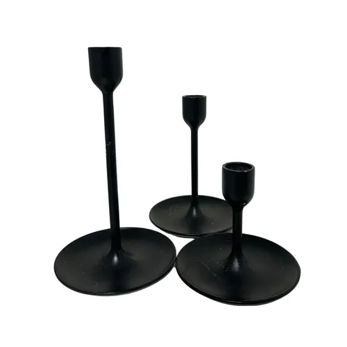 Black Wide Base Candlestick Holder