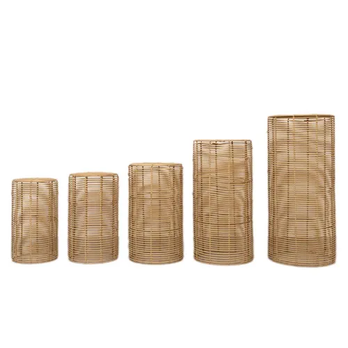  5 Natural Woven Rattan Wicker Pedestal Stands