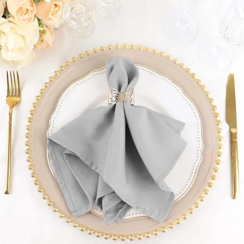 Silver Polyester Napkin