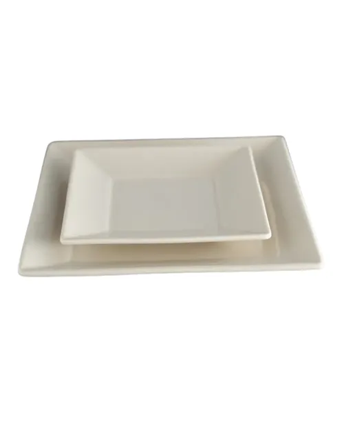 Cream Modern Square Plates - Dinner + Salad