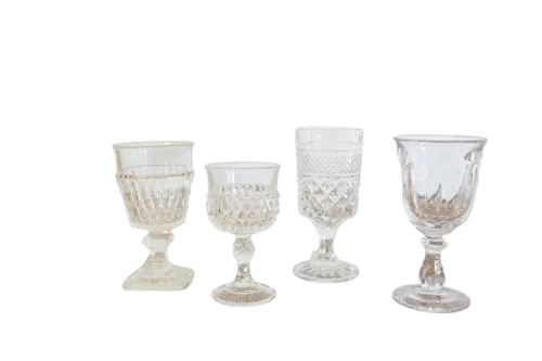 Assorted Pressed Glass Goblets, Clear