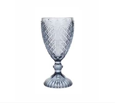 Dusky Blue Pressed Glass Goblet