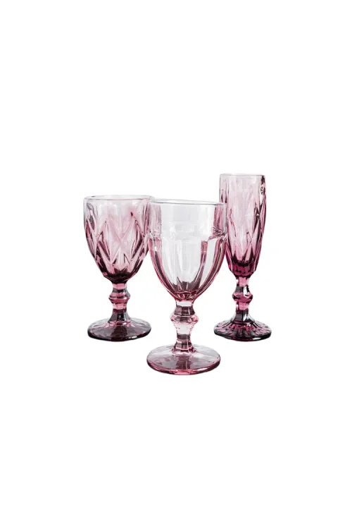 Assorted Pressed Glass Goblets, Amethyst