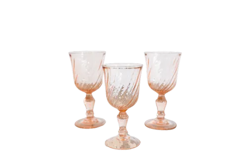 Vintage Swirl Glass Goblets, Pink 