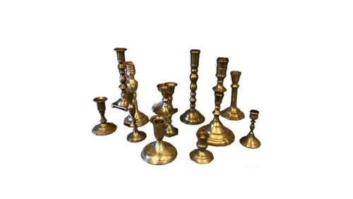 Assorted Chunky Brass Candlesticks