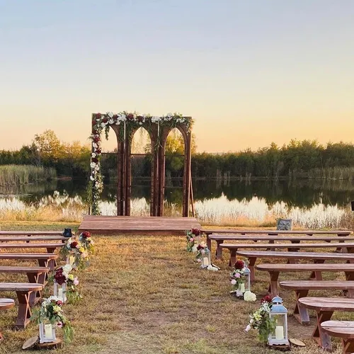 10 ft. Dark Stained Cathedral Windows